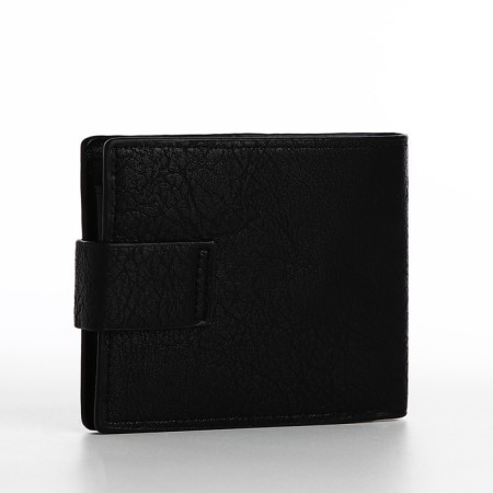 Male purse for magnet, department for bills, for maps, for coins, black color-1