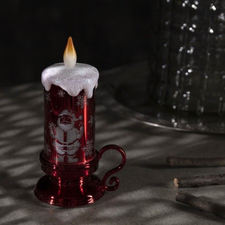LED figure "Candle with Santa Claus" 9 × 15 × 7 cm, plastic, batteries AG13x3, glow warm white-1