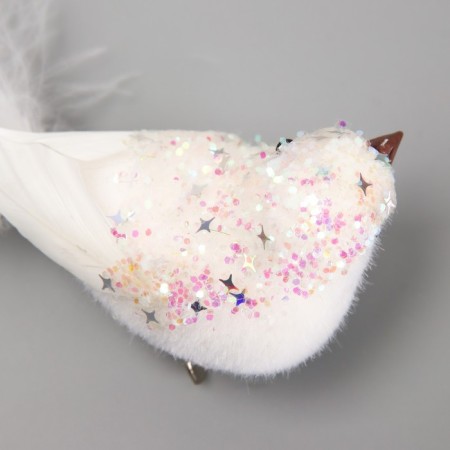 Fluffs on the clothespin set 2 pcs "Doves with sparkles and a long tail" White 5x6x15 cm-4