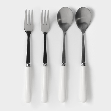 Swan stand for cutlery, 5 items: stand 9 × 6.5 × 16.5 cm, 2 spoons, 2 forks, white color-3