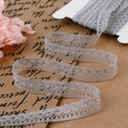 Capricon lace, 12 mm × 10 ± 1 m, light gray color