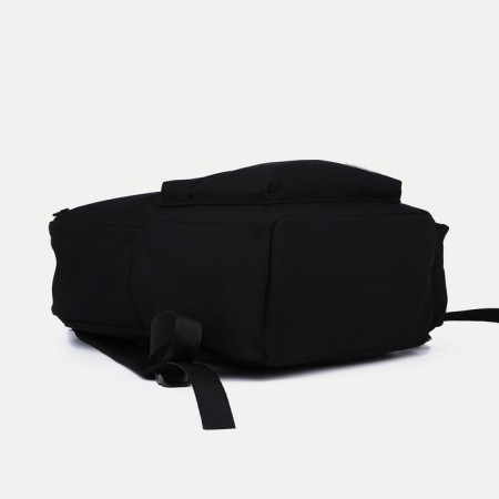 A backpack with a zipper, 4 outer pockets, black color-4