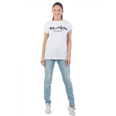 Women's T -shirt Meow, size 50, white color