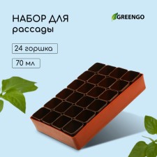 Set for seedlings: glasses of 70 ml (24 pcs), pan 29.5 × 20 cm, mix