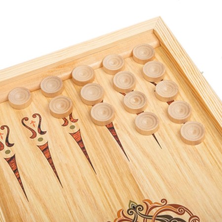 Backgammon "mountains", wooden board 60 x 60 cm, with a field for playing checkers-3