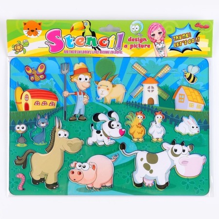 Stencil for kids "Fun Farm" with coloring-4
