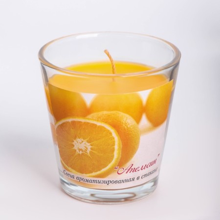 Aromatic candle in a glass "Orange", 6.5x6.5 cm, 10 hours, 165 g, orange-1