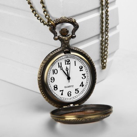 Pocket clock "Bronze frame", quartz, on a chain 80 cm, d-4.5 cm-4