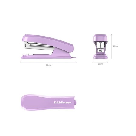 Stapler Erichkrause "Clippy Pastel Bloom" No. 10, up to 15 sheets, compact, built -in anti -stepler, mix-1