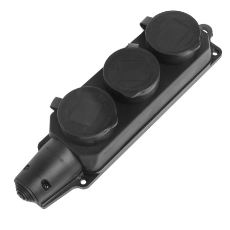 Smartbuy SBE-16-3-00-R outlet, three-seater, rubber, 16 A, 230 V, 2P + PE, with plugs, IP 44-1