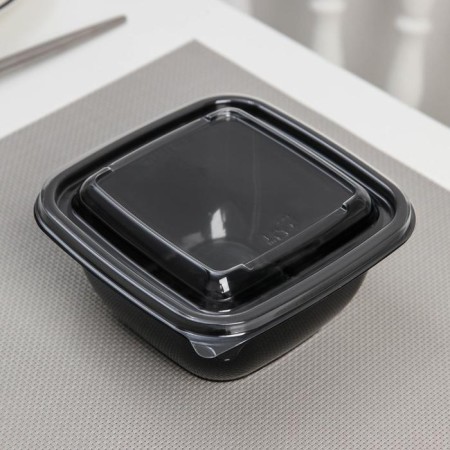 A set of plastic disposable containers, 550 ml, 12.6 × 12.6 × 6 cm, 5 pcs, black color-2