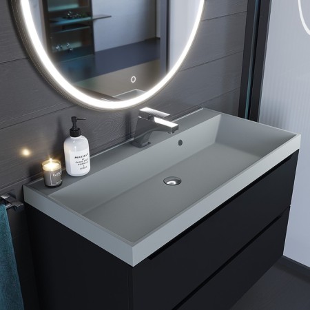 Sink uperwood Classic quartz 90 cm, quartz, gray matte, platinum-1