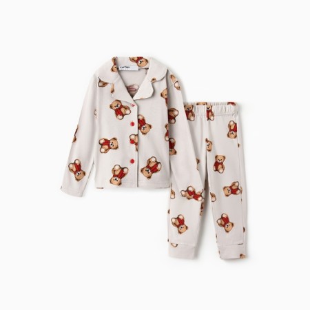 Новый год. Пижама детская (рубашка и брюки) KAFTAN "Мишка в шарфе" р.28 (86-92)-6