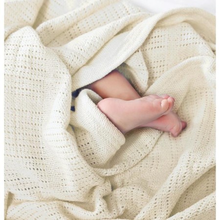 Knitted blanket, size 90x118 cm, milk color-1