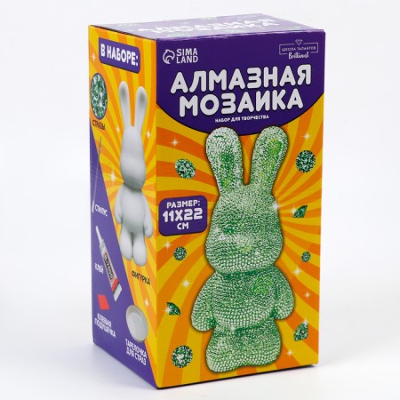Diamond mosaic on a figure with a full filling "Bunny", green-4