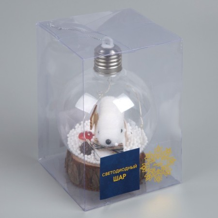 Fir -tree ball "Hare", batteries, 1 LED, glow warm white-3