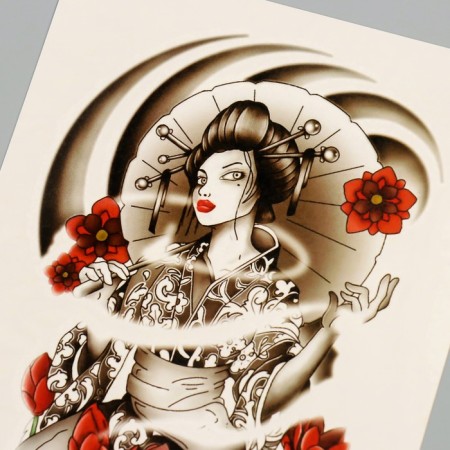 Tattoo on the body color "Woman Sakura" 26.1x14.6 cm-3
