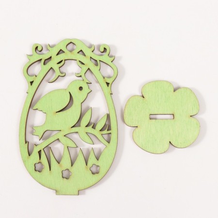 Easter decor "chick" 6.5x4.7x10.3 cm (set 2 parts) light green-4