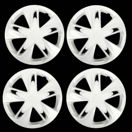 Wheel caps R14 "Super Astra", white gloss carbon, set 4 pcs.