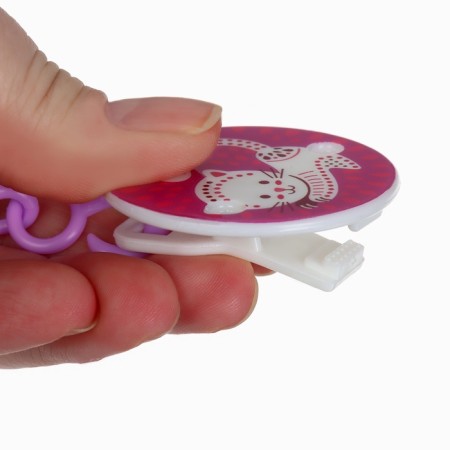 Dummy orthodontist., With a cap and a holder, from 0 months, the color of a violet / roses-18