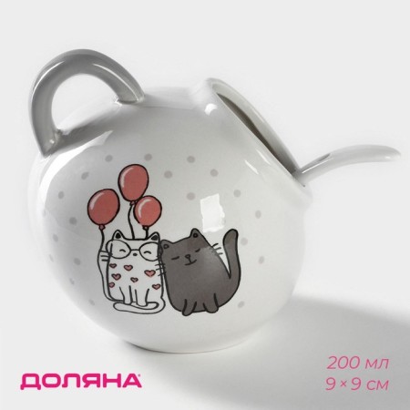 Sugar with a spoonful of the valve "Cozy cats", 200 ml, white color