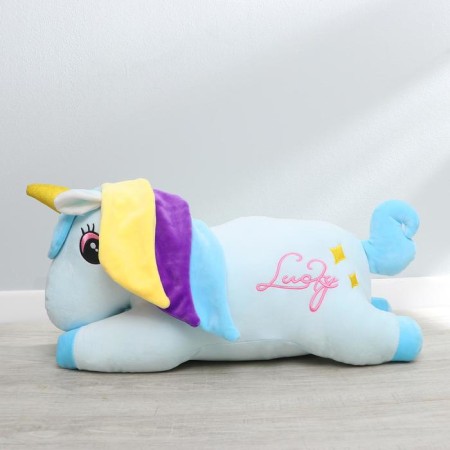 Soft toy "Unicorn", with a blanket, blue color-2