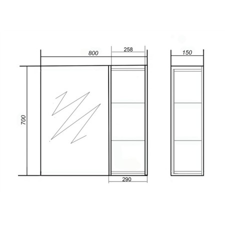 Wardrobe-mirror "Dublin 80" Palmyra 15 cm x 80 cm x 70 cm-1