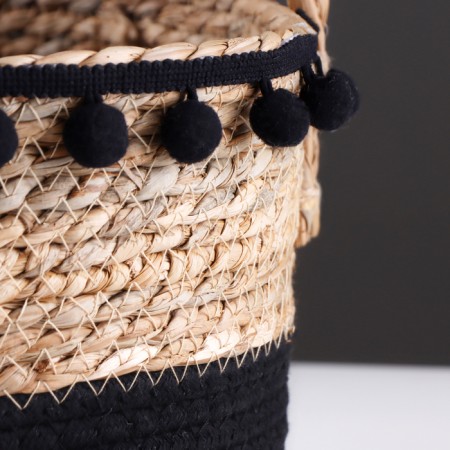 Storage basket "Colombia", with handles, 28 x 28 x 17 cm, natural, black-3