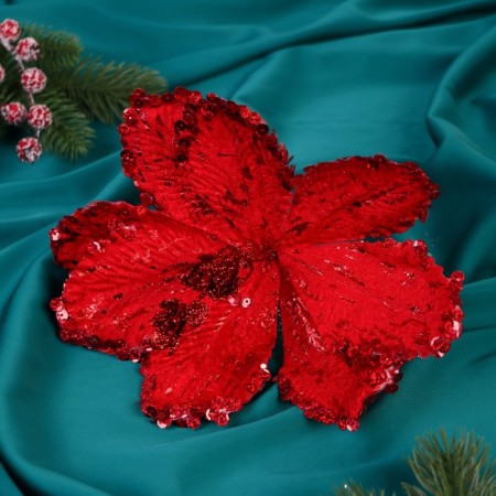 Decor "Winter Flower" droplets of the edge, 18x20 cm, red-1
