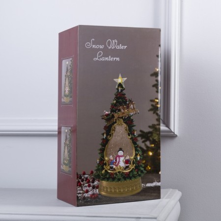 LED figure “Christmas tree with children and snowman” 19 × 35 × 11 cm, plastic, AAX3 batteries (not complete), USB, glow warm white-5