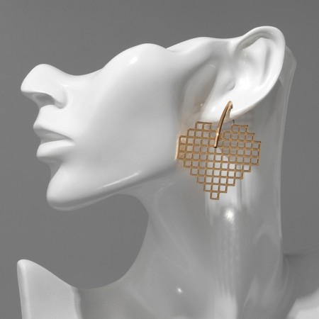 Earrings Metal "Heart" techno, color gold-2