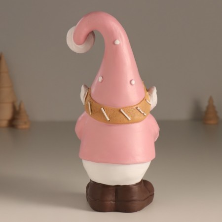 Polystone souvenir "Santa Claus with a ginger bell" Pink 9.5x9x20 cm-2