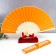 Fan Bamboo, Textile H = 21 cm "Monocet" in the box, orange