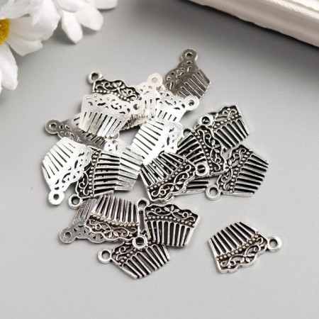Decor for creativity Metal "Comb" silver 1.9x1.4 cm-1