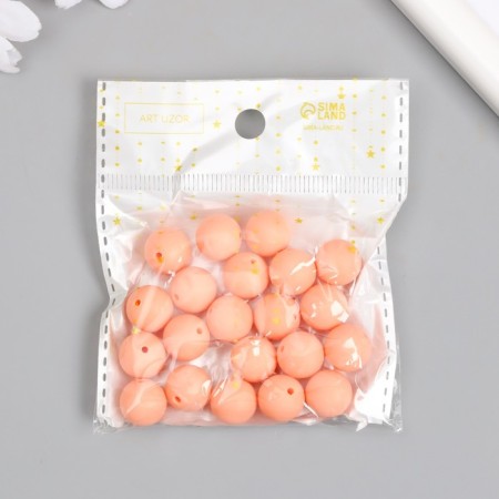 Beads for creativity plastic "salmon" matte d = 1.2 cm set 20 grams-3