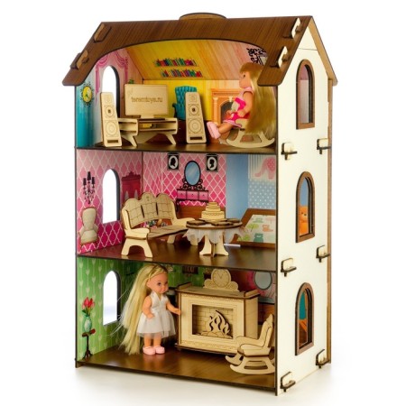 Wooden house with colored wallpaper "Loli"-1