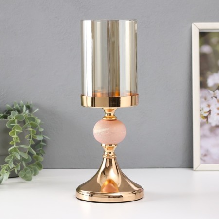 Summary metal, glass, plastic per 1 candle "Celia" d = 9.5 cm pink with gold 12x12x28.5 cm 101-1