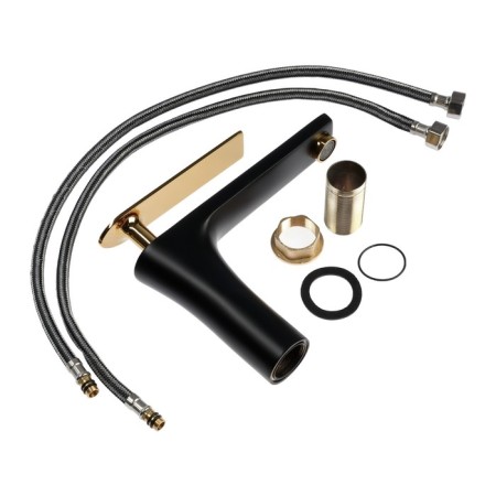Zein Z3874 sink mixer, single -leaf, pour height 12 cm, brass, black/Gold-11