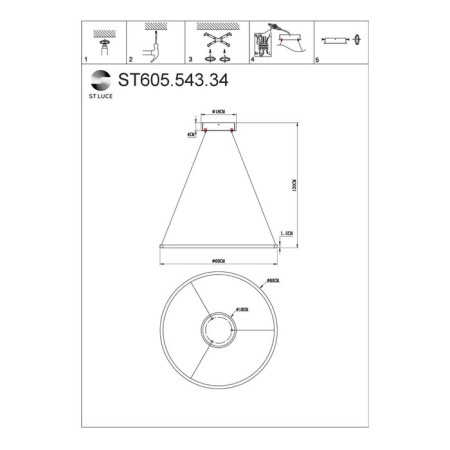 Suspension lamp ST LUCE. ST605.543.34. 1x34 W, LED, 4000K, 2210 LM, 60x60 cm, white color-4