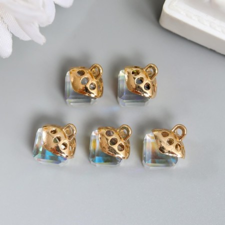 Decor for creativity Glass "Cub-Cristal" transparent holography set 5 pcs 0.8x0.8 cm-2