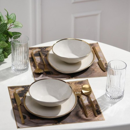Paper for serving with gold varnish "marble", gold-gray, 0.3 x 0.4 m, set of 50 pcs.