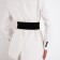 Women's belt, width 8 cm, elastic band, metal buckle, black color