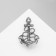 Brooch "Anchor" retro, white color in black silver