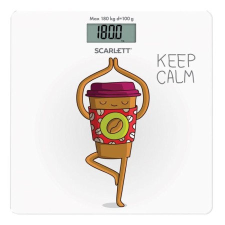 Floor scales Scarlett BS33E009, electronic, up to 180 kg, 1xCR2032, glass, "coffee"