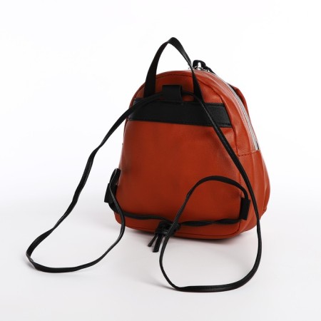 Women's backpack-Mini of artificial leather with lightning, brown color-2