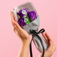 A bouquet of soap roses, purple