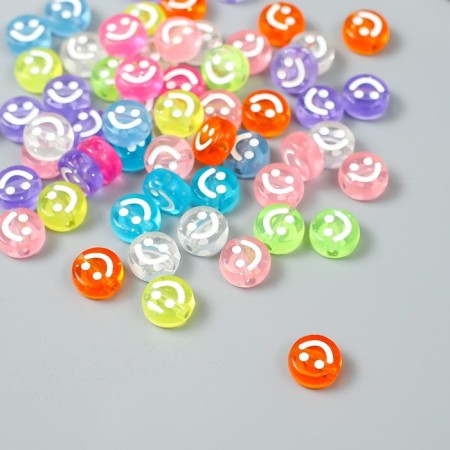 Beads for creativity Plastic "White Smiley on color" set of 20 g 0.5x1x1 cm-2