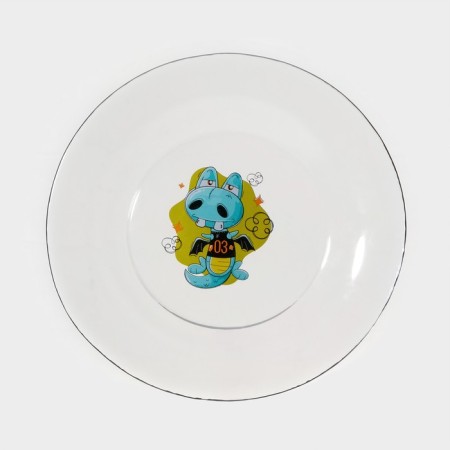 Breakfast Set "Faithful Friends", 3 items: mug 200 ml, salad bowl 450 ml, plate, MIX drawing-1