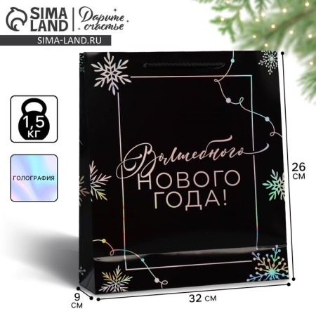 Package Holographic Vertical “Magic”, 26 x 32 x 9 cm, New Year