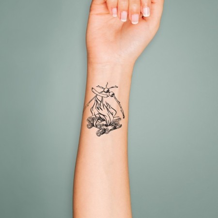 Tattoo on the body black "fire" 6x6 cm-2